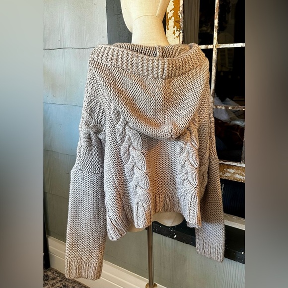 Lovestitch Kelly Oatmeal Chunky Cable Knit Hoodie Hood Sweater - Picture 7 of 8